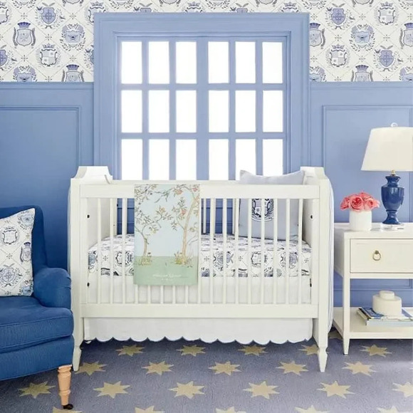 Caitlin Wilson Blue Royal Crest Pre-pasted Wallpaper Double Rolls Baby Nursery
